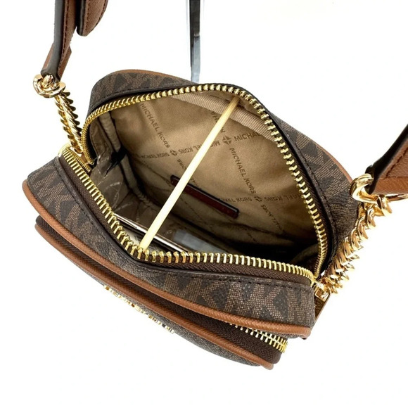 Michael Kors Medium NS Chain Xbody Bag Brown/Gold - Picture 8 of 10